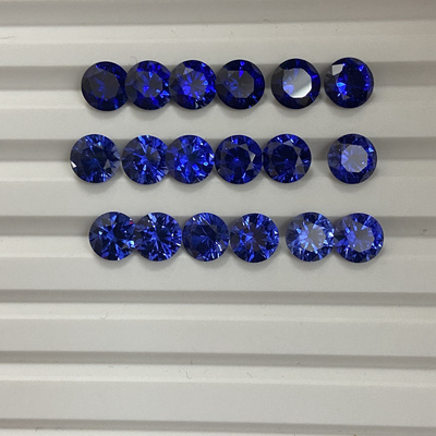 HQ GEMS Lab Created Royal Blue Sapphire Gemstone 6.5mm Diamond Cut Synthetic Blue Sapphire Price Per Carat