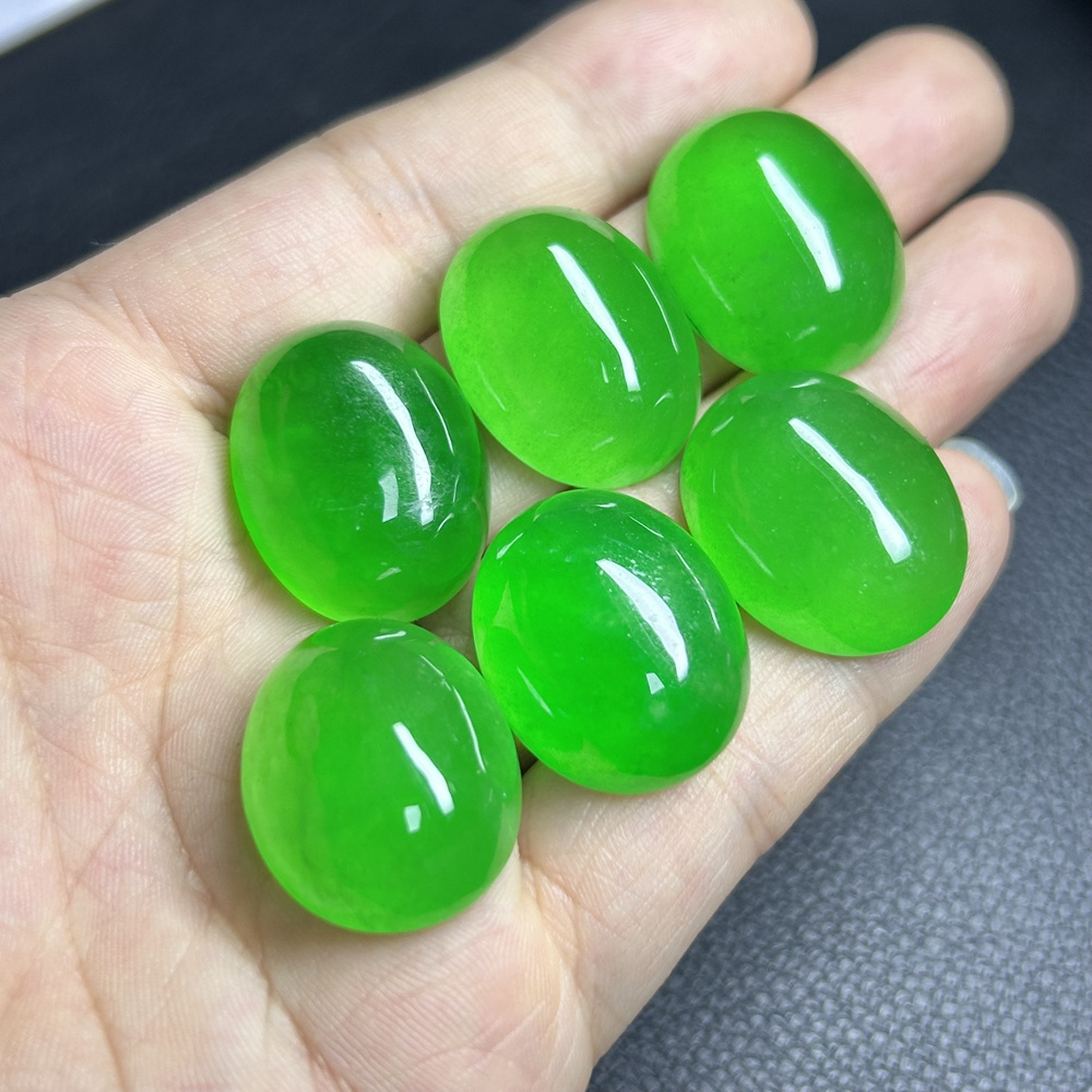 Wholesale 20x25mm Myanmar Natural Jadeite Oval Shape Flatback Cabochon Jadeite Ring