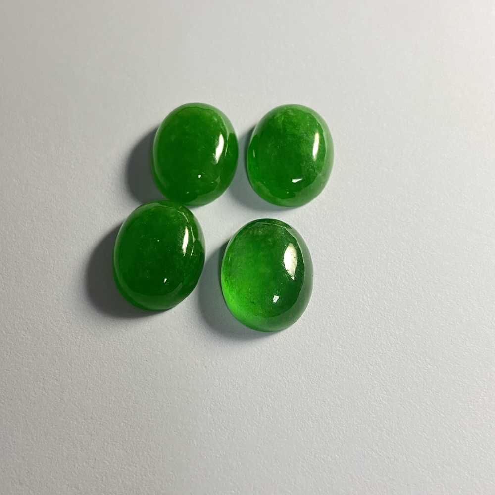 Handmade Natural Green Myanmar Jadeite Loose Gemstone Custom jewelry Flatback Cabochon Beads Burmese Jade Stone