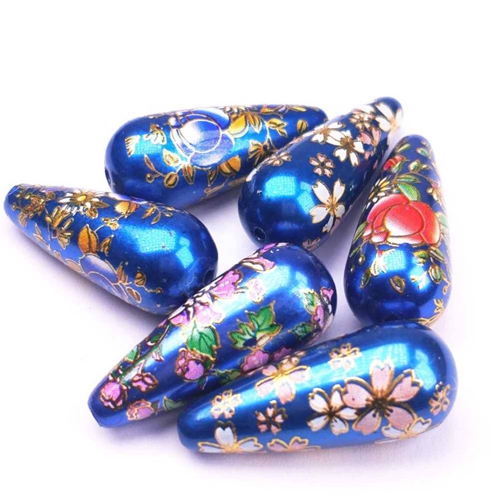 Drilled hole Beads Japanese crystal Painted Beads Hand-painted teardrop Beads for Jewelry making