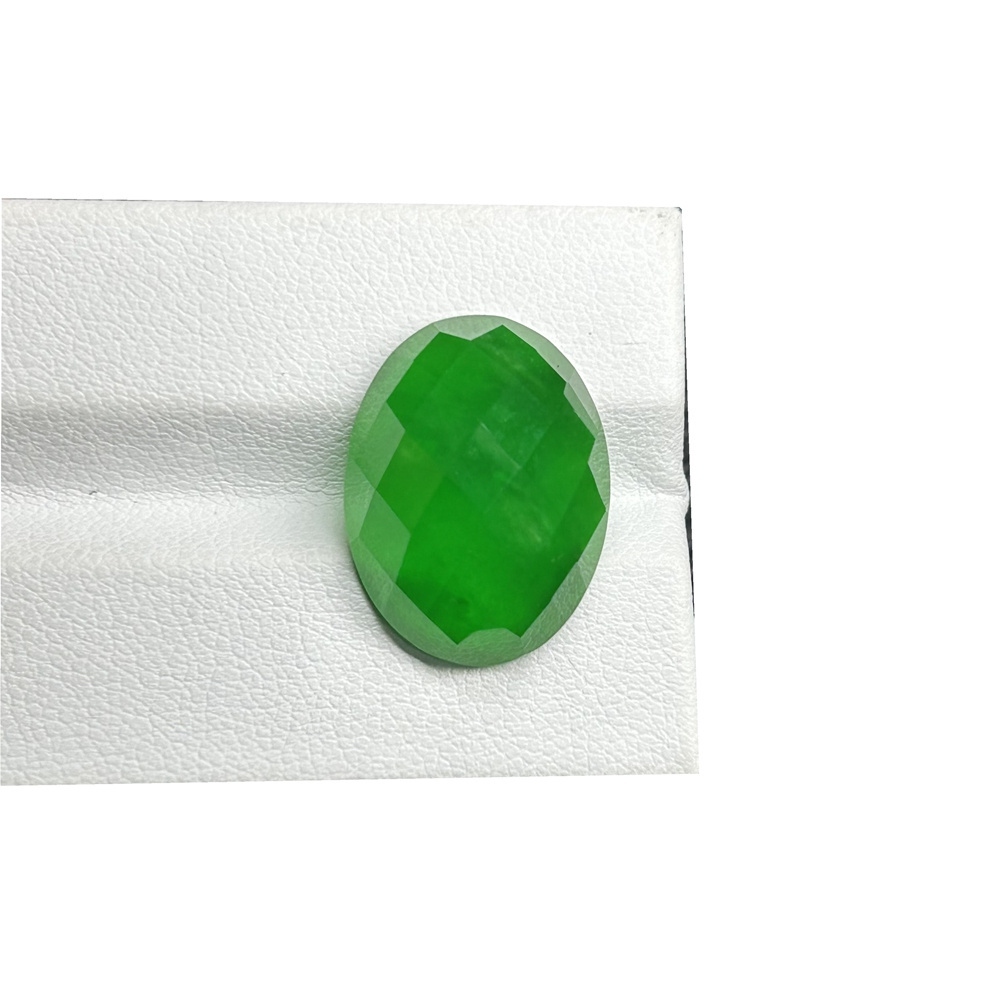 Natural Myanmar Jadeite Oval Facet 15x20mm 18 Carat Cabochon Green Gemstones