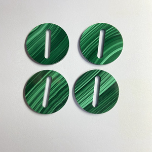 2020 New design Round coins with hole shape Natural Green malachite gemstone Loose malachite price for sale