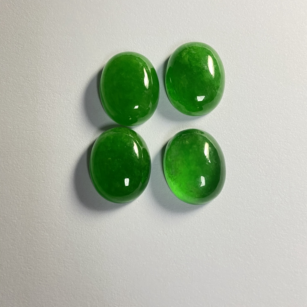 Handmade Natural Green Myanmar Jadeite Loose Gemstone Custom jewelry Flatback Cabochon Beads Burmese Jade Stone