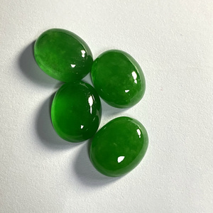 Handmade Natural Green Myanmar Jadeite Loose Gemstone Custom jewelry Flatback Cabochon Beads Burmese Jade Stone