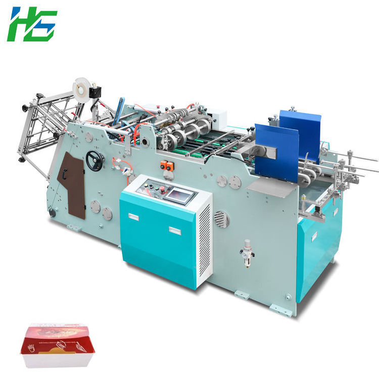 Hongshuo HS-HBJ-800 Paper Lunch Box Machine Automatic Glue Burger and French Fries Boat box machine