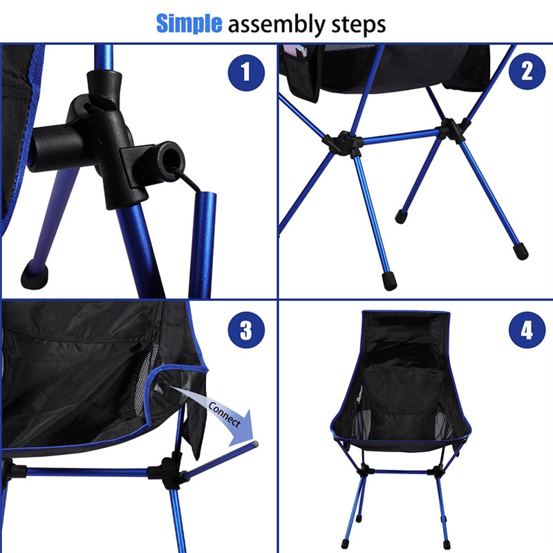 Portable aluminum alloy outdoor leisure high back lightweight folding camping chair