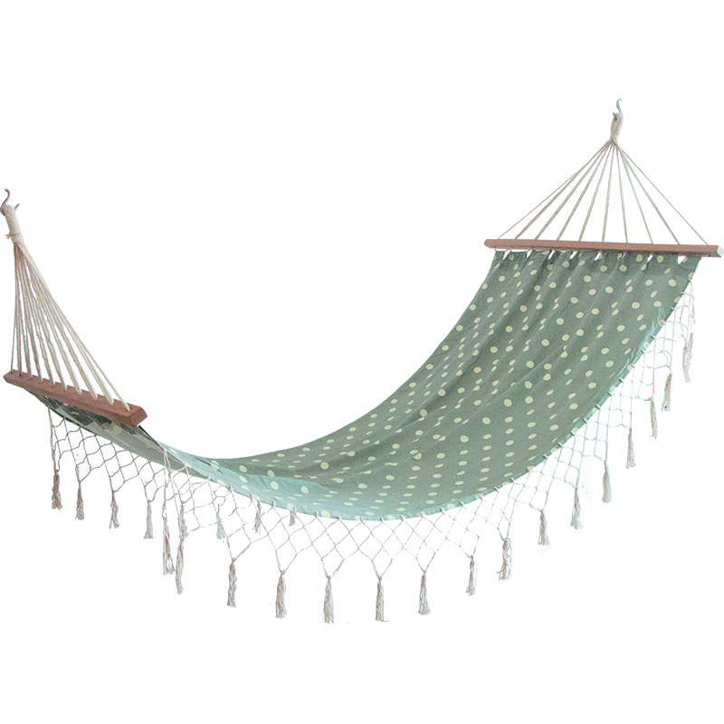 Camping wooden hammock hanging sleeping bed Brazilian tassels hammock with wood spreader bar