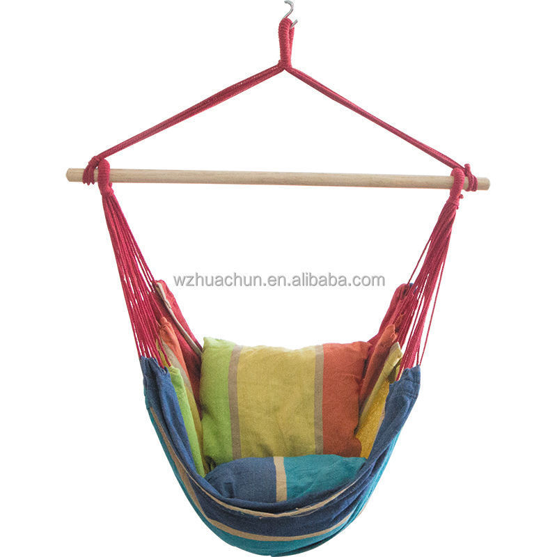 Hammock Chair Swing with Stand Adults Hanging Swing Rope Hammock for Outside 2 Cotton Cushions garden hanging chairs