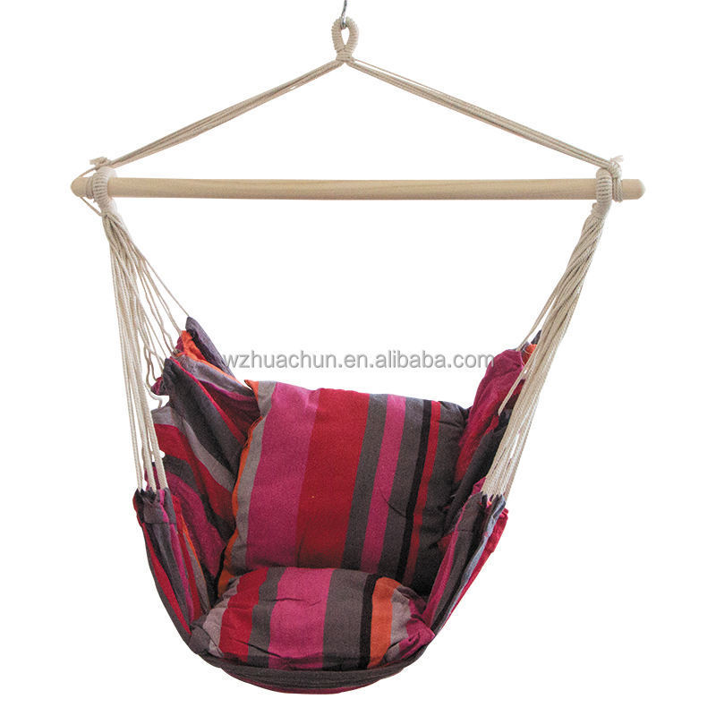 Hammock Chair Swing with Stand Adults Hanging Swing Rope Hammock for Outside 2 Cotton Cushions garden hanging chairs