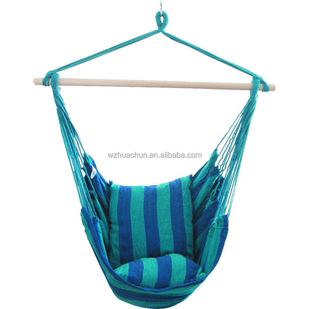 Hammock Chair Swing with Stand Adults Hanging Swing Rope Hammock for Outside 2 Cotton Cushions garden hanging chairs