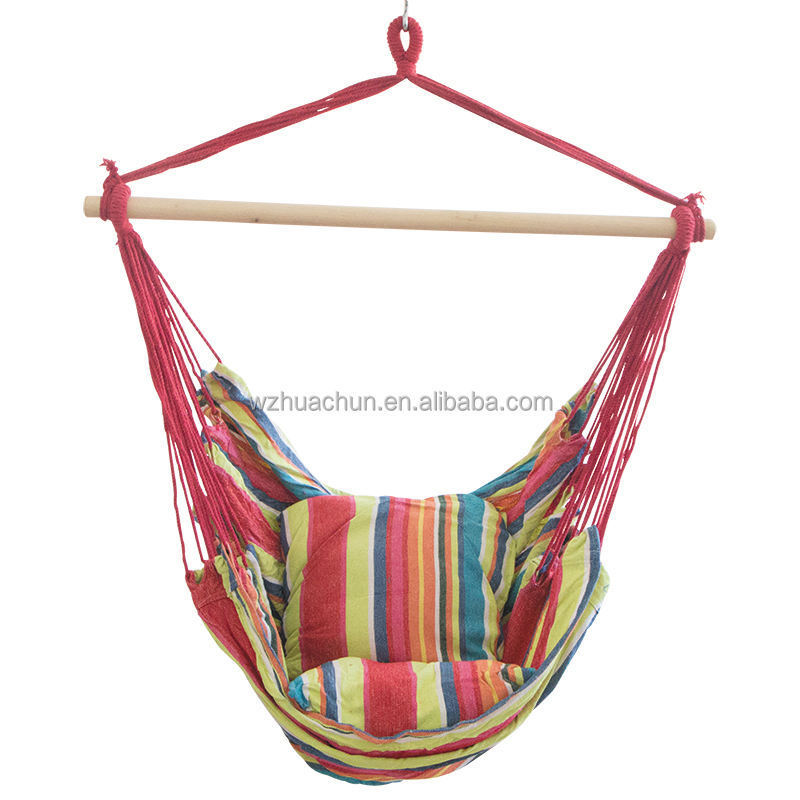 Hammock Chair Swing with Stand Adults Hanging Swing Rope Hammock for Outside 2 Cotton Cushions garden hanging chairs