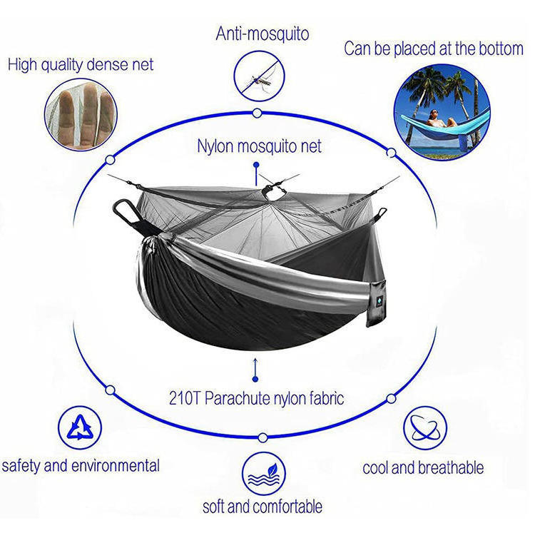 New Design Handmade Portable Lightweight Ultralight Camping Portable Hammock with Mosquito Net