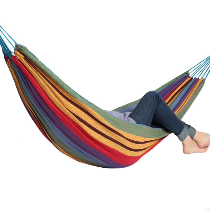 Outdoor Canvas Curved Stick Swing Stick Anti-rollover Single Double Canvas Cotton Brazilian Hammock