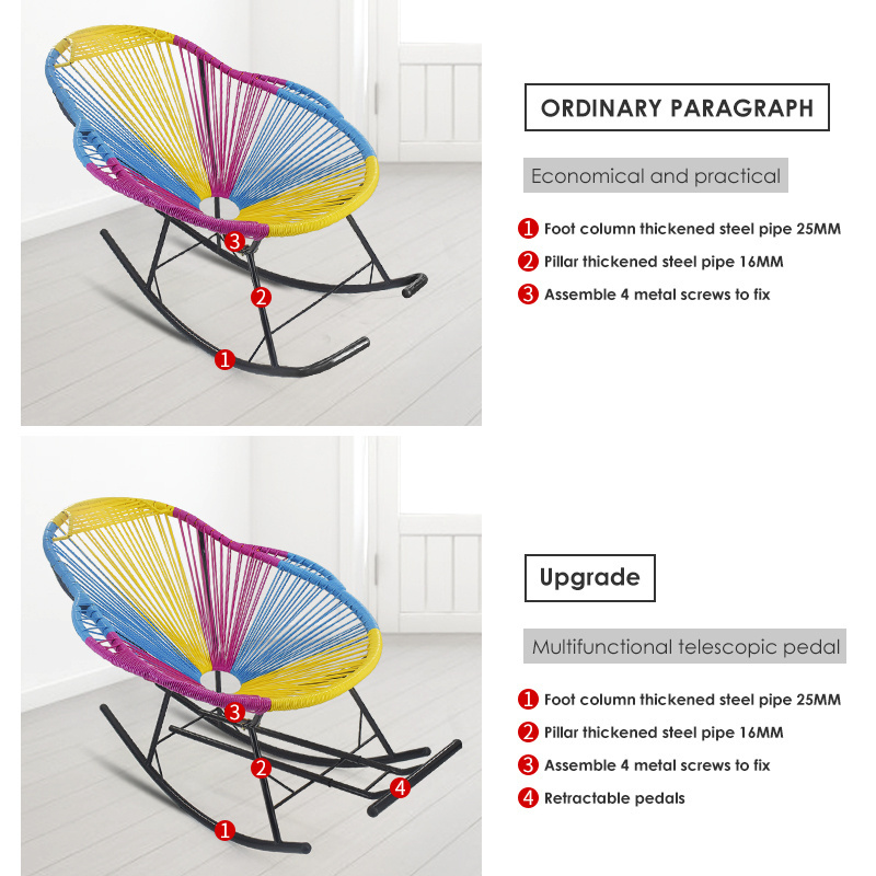 Popular Outdoor Garden Leisure Poly Rattan Lounge Wicker Rocking Acapulco Chair Easy to Open