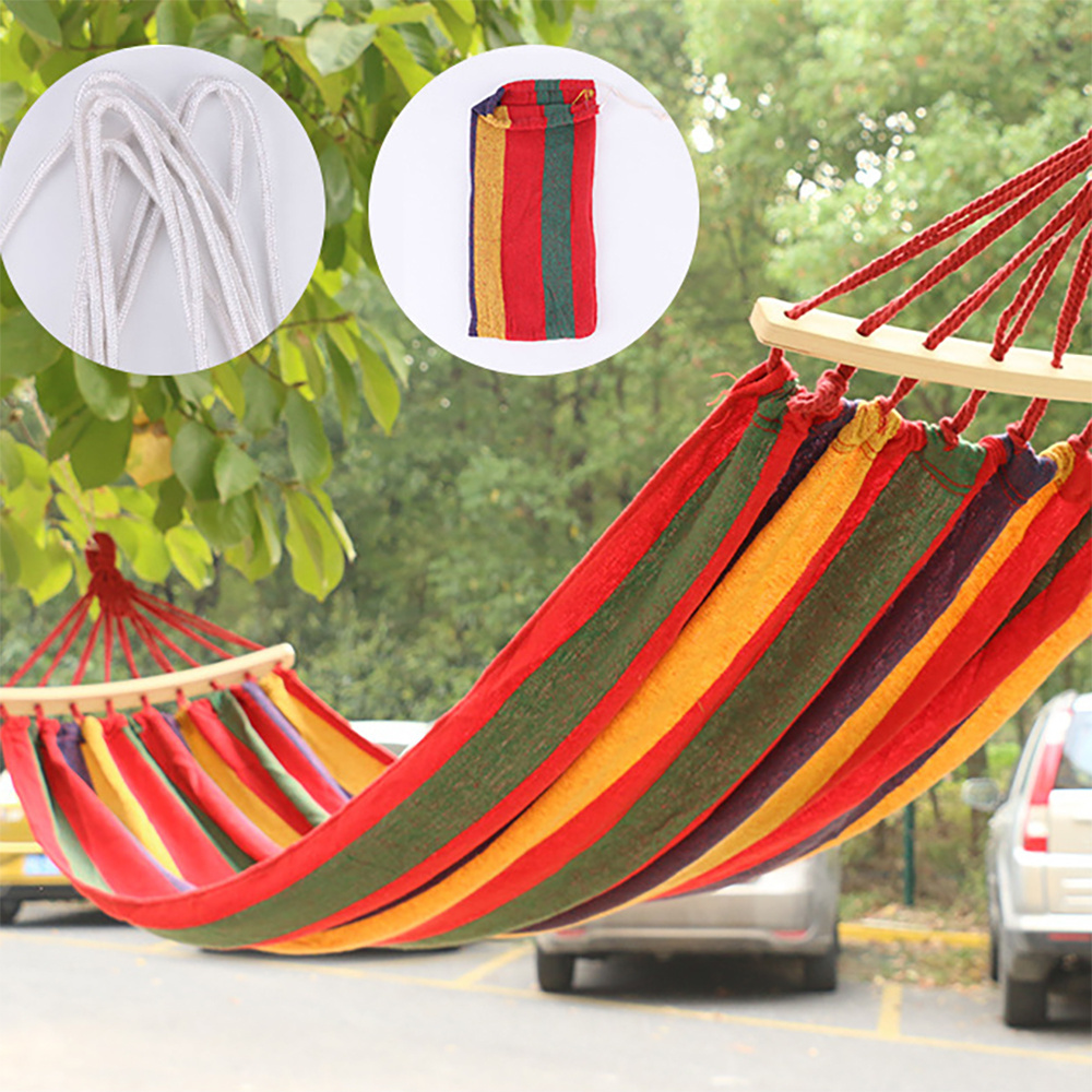 Outdoor Canvas Curved Stick Swing Stick Anti-rollover Single Double Canvas Cotton Brazilian Hammock