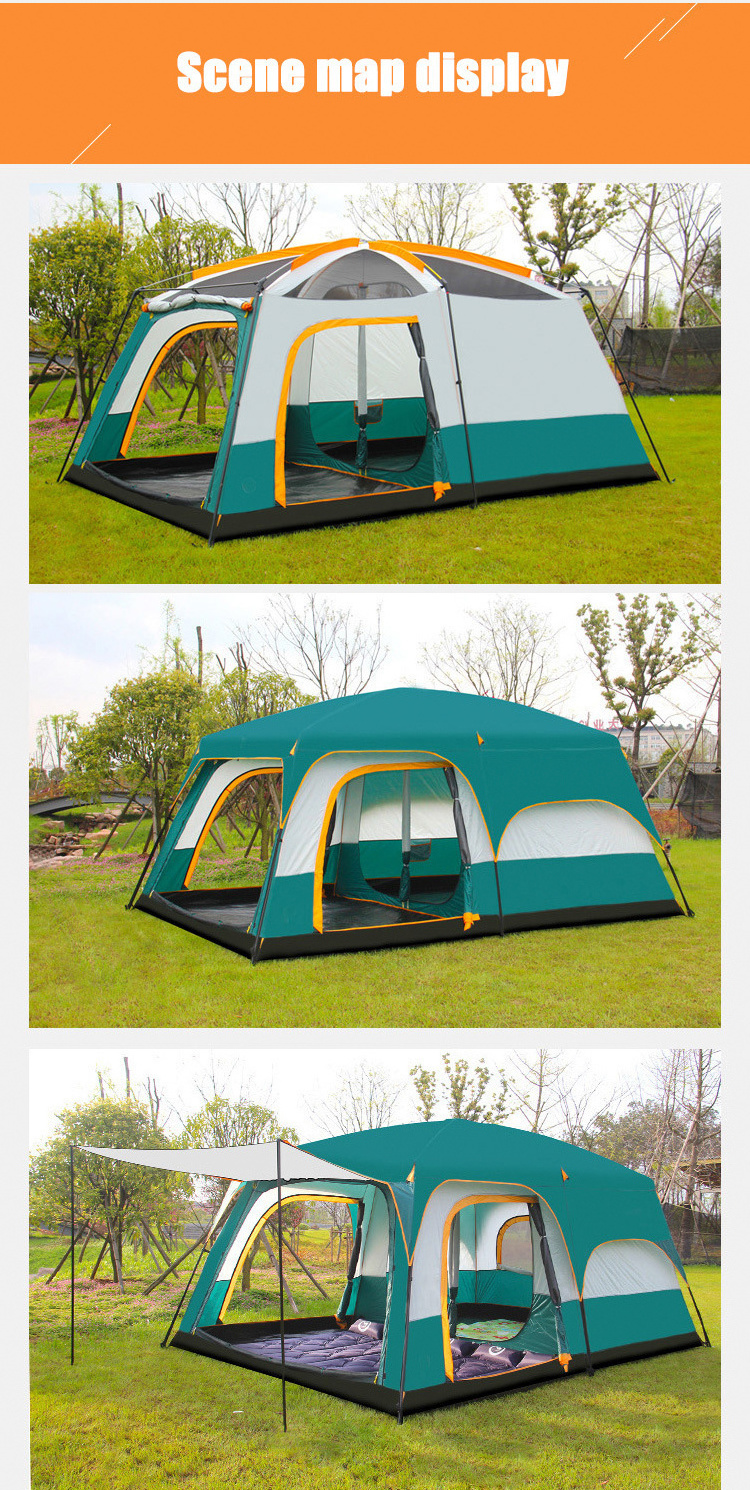 8-10 person Big Camping Tent Waterproof 2 Bedrooms big size travel tent Outdoor camping tent for family