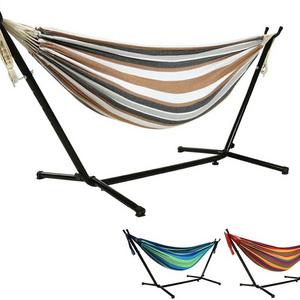 Outdoor Garden Adult Iron Folding Hammock Stand Cotton Hanging Swing Bed Hammock with Metal Frame