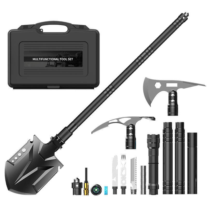 Portable Multifunctional field survival kit engineer shovel axe hoe knife and fork outdoor tool sets kits