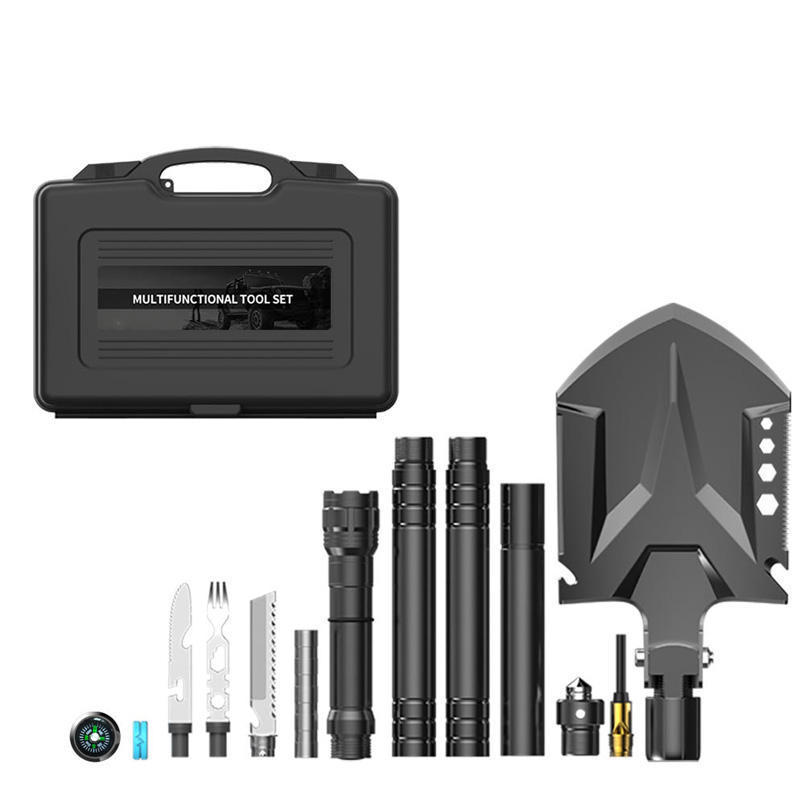 Portable Multifunctional field survival kit engineer shovel axe hoe knife and fork outdoor tool sets kits