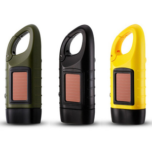 Hand Crank Solar Powered Flashlight, Emergency Rechargeable LED Flashlight, Survival Flashlight