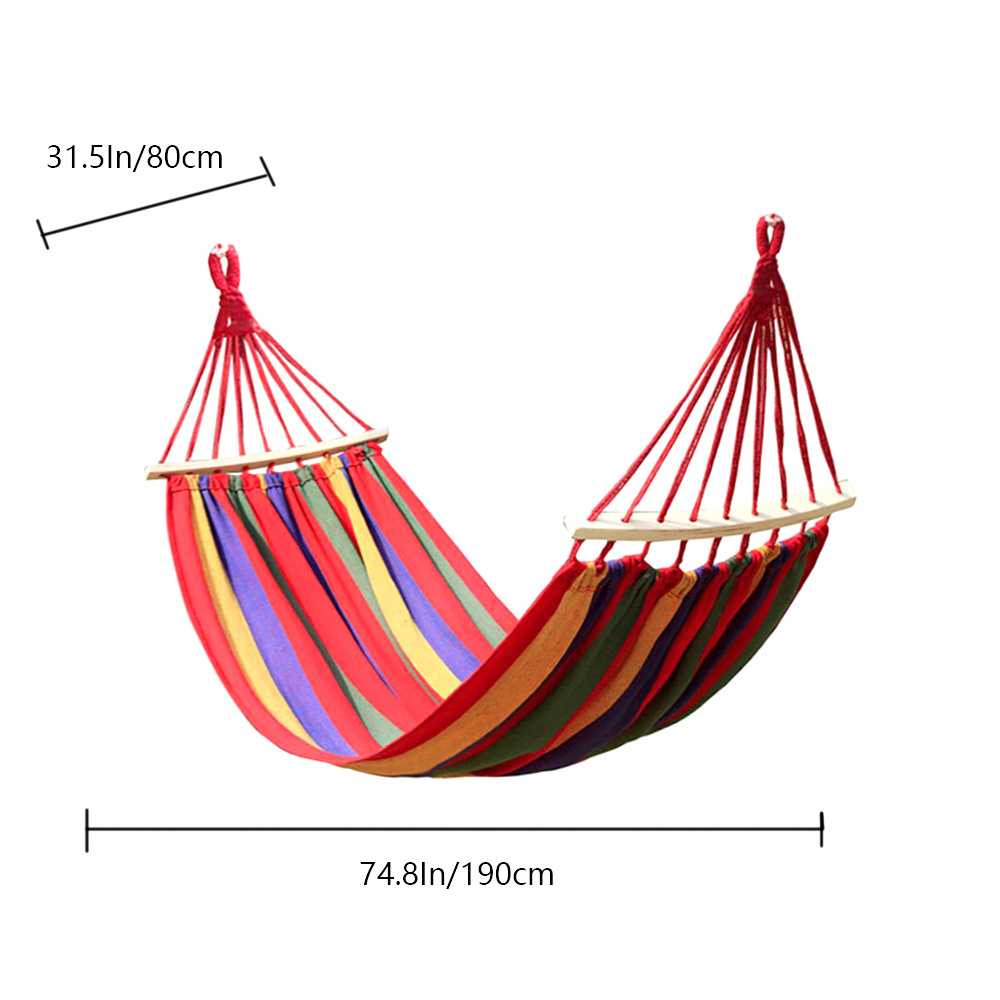 Outdoor Canvas Curved Stick Swing Stick Anti-rollover Single Double Canvas Cotton Brazilian Hammock