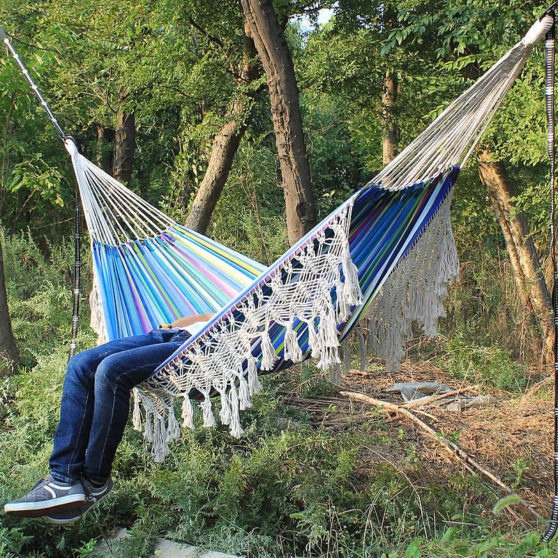 Factory Custom Outdoor Canvas Hammock Double Deluxe Hammock Swing Bed Hammock with Hanging Swing