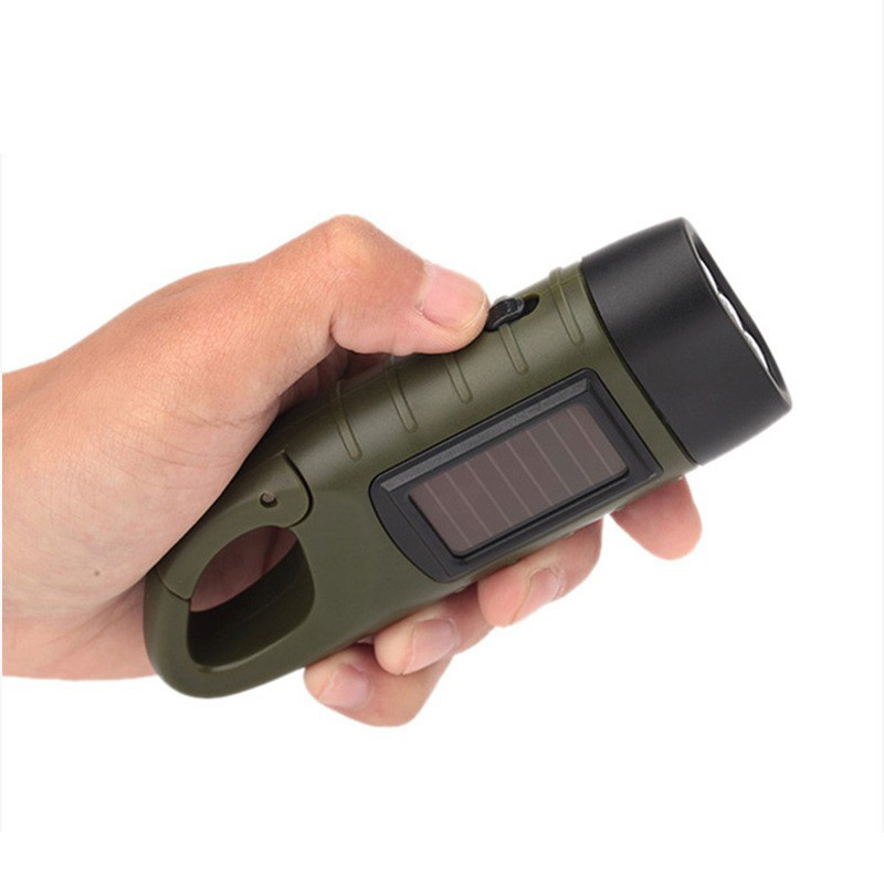 Hand Crank Solar Powered Flashlight, Emergency Rechargeable LED Flashlight, Survival Flashlight