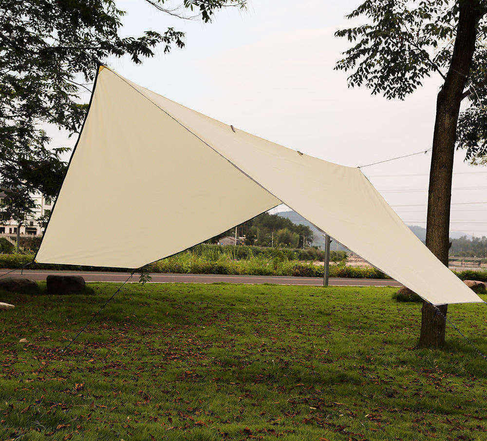 Waterproof Polyester Ripstop Coated Fly Sheet Sun Shelter Hammock Tent for Outdoor Camping Beach Use with PU Rain Fly