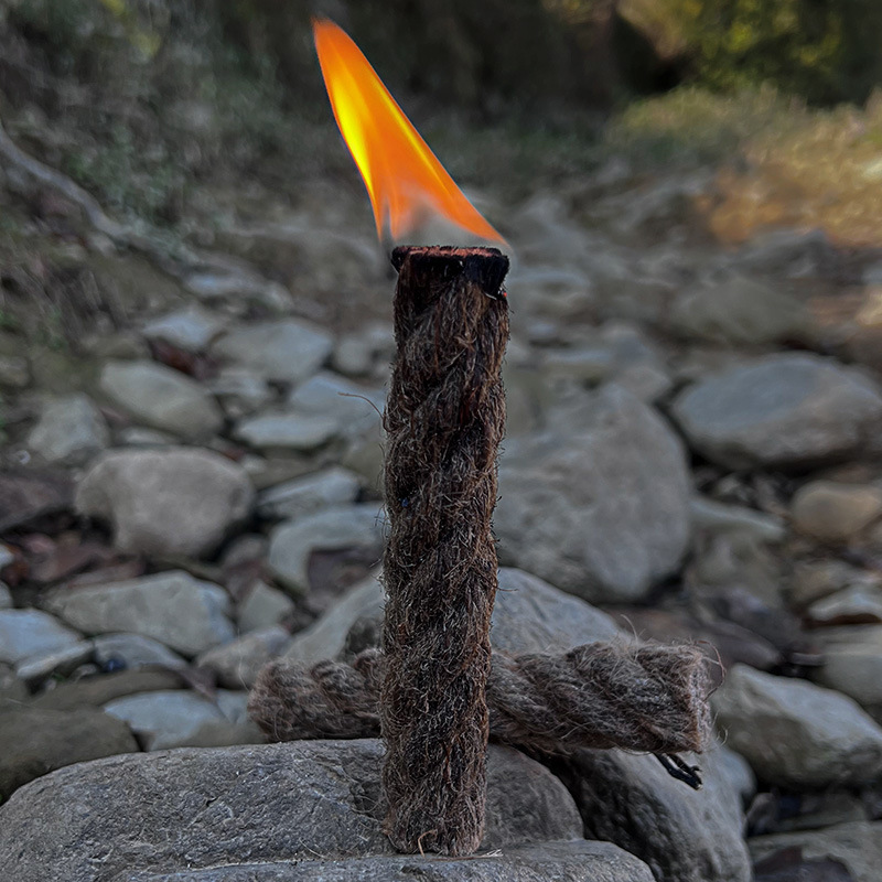 Natural Quick Wick Tinder Wax Infused Jute Fire Starter Rope for outdoor ignition