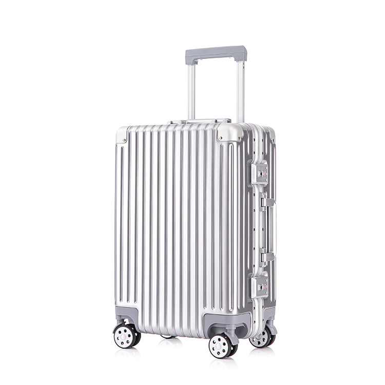 custom logo 24 inches large travel luggage durable stainless steel ABS PC rod aluminum frame luxury suitcase for 20 inch