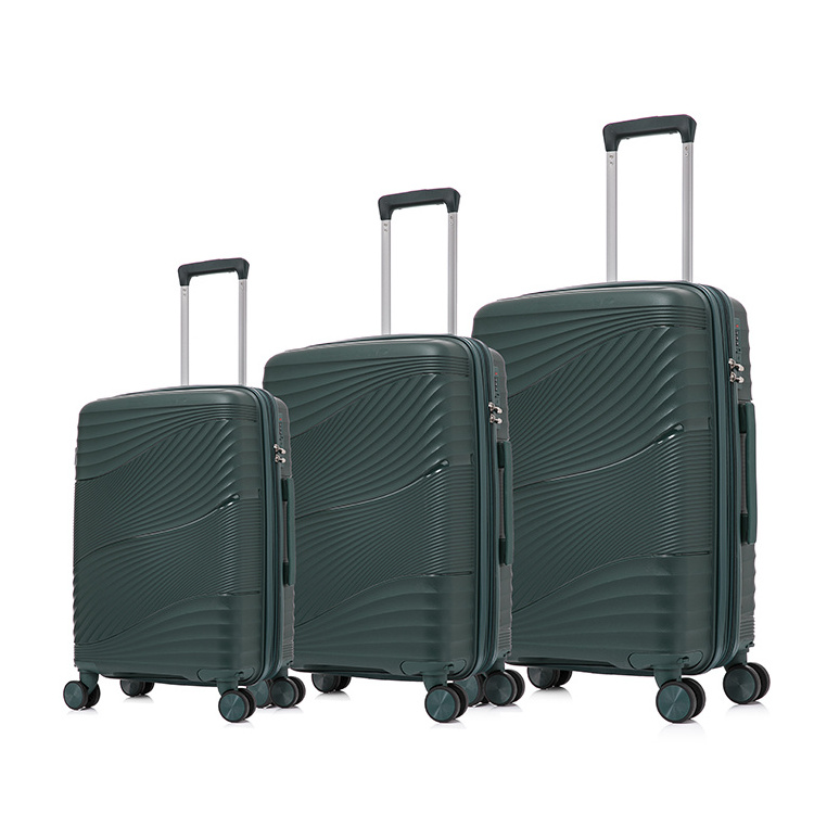 OEM Customized 3 Pieces Luggage Set PP Travel Suitcase Set Universal Aircraft Wheel Hard Shell Carry On Travel Trolley Bag