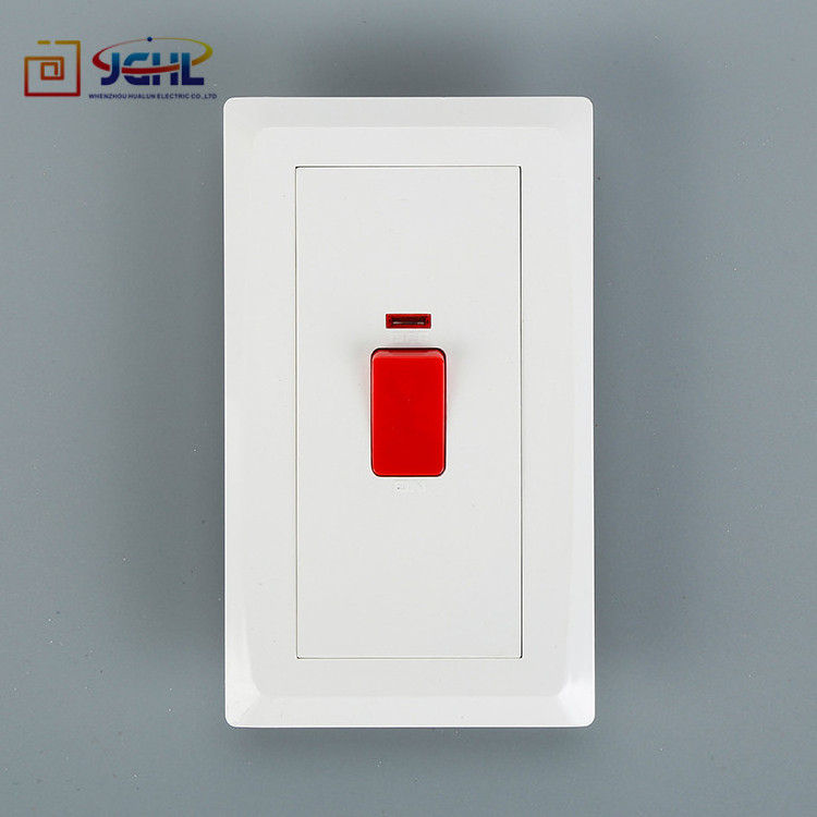 British PC Double 45A AC wall switch with neon