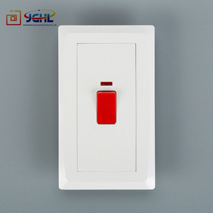 British PC Double 45A AC wall switch with neon