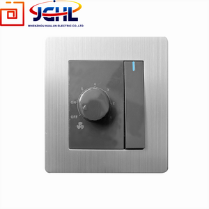 86type Brushed Stainless Steel Panel One Gang Two way Switch  Fan Stepless Knob Speed Control Switch Dimmer Light Uk Wall Switch