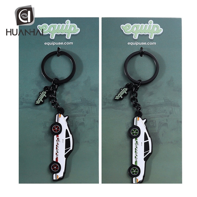 custom matt black metal soft enamel car parts car shape logo keychain for cars