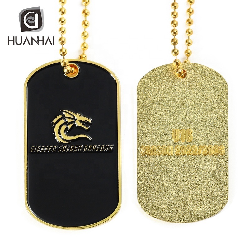 customize logo laser engraving stainless steel metal zinc alloy die casting enamel logo necklace dog tag for sale