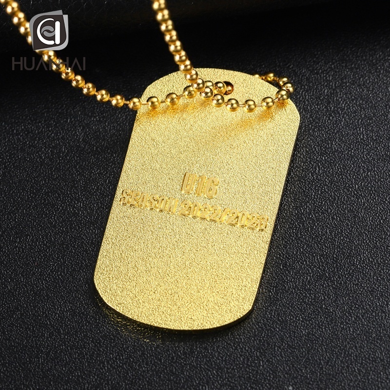 customize logo laser engraving stainless steel metal zinc alloy die casting enamel logo necklace dog tag for sale