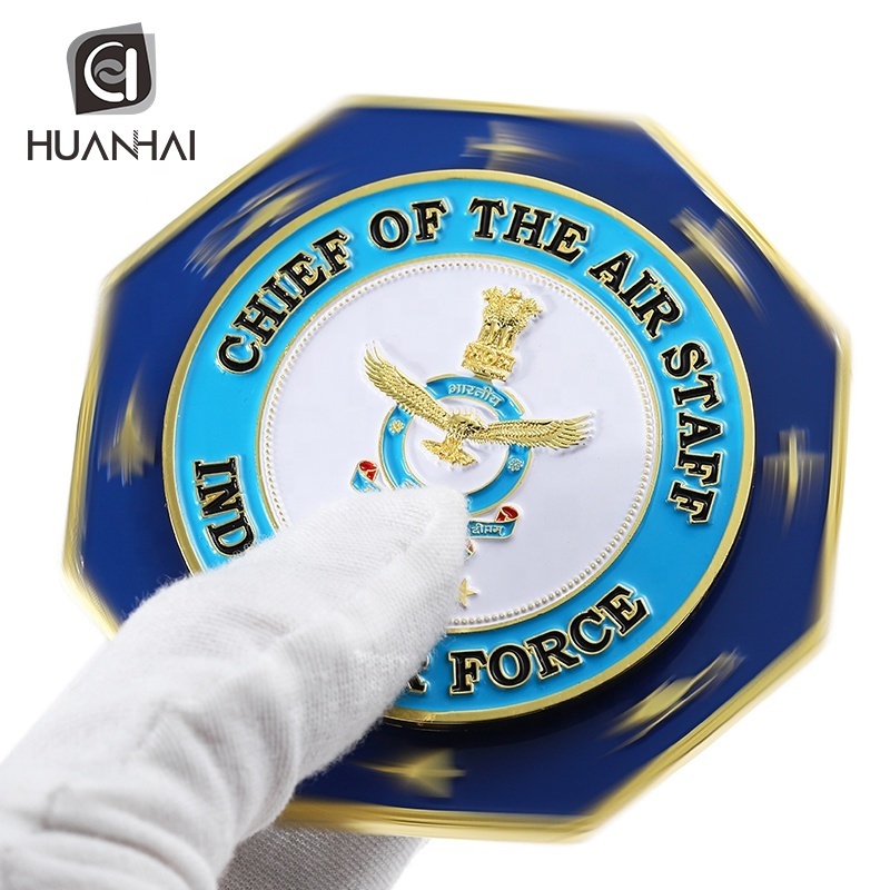 custom gold metal enamel logo octagonal shaped 3D spin commemorative coin manufacturer