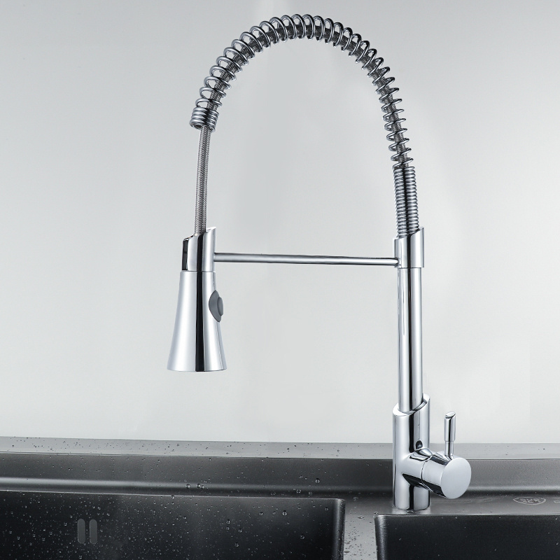 Factory Wholesale Health Faucet Kitchen Pull Out Kitchen Faucet Hot And Cold Water Dual Pull Kitchen Bridge Faucet