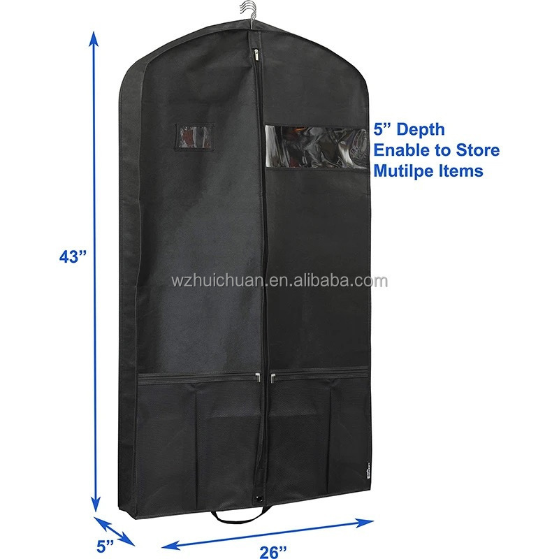 Suit cover luxury custom logo cover for suit blank cotton nonwoven suit cover garment bag with logo