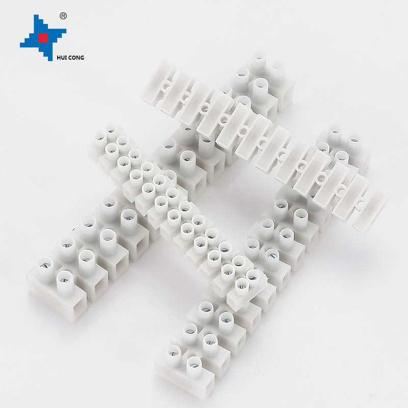 X3 Nylon Terminal Block 5/10/20/30/60/100A 12 Positon Plastic Bit Wire Connector With Fixed Screws White Copper Inside Clip