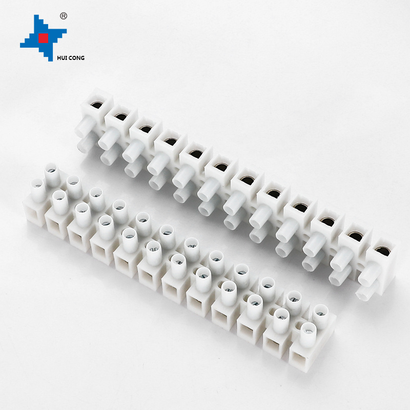 X3 Nylon Terminal Block 5/10/20/30/60/100A 12 Positon Plastic Bit Wire Connector With Fixed Screws White Copper Inside Clip