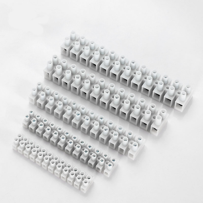 X3 Nylon Terminal Block 5/10/20/30/60/100A 12 Positon Plastic Bit Wire Connector With Fixed Screws White Copper Inside Clip