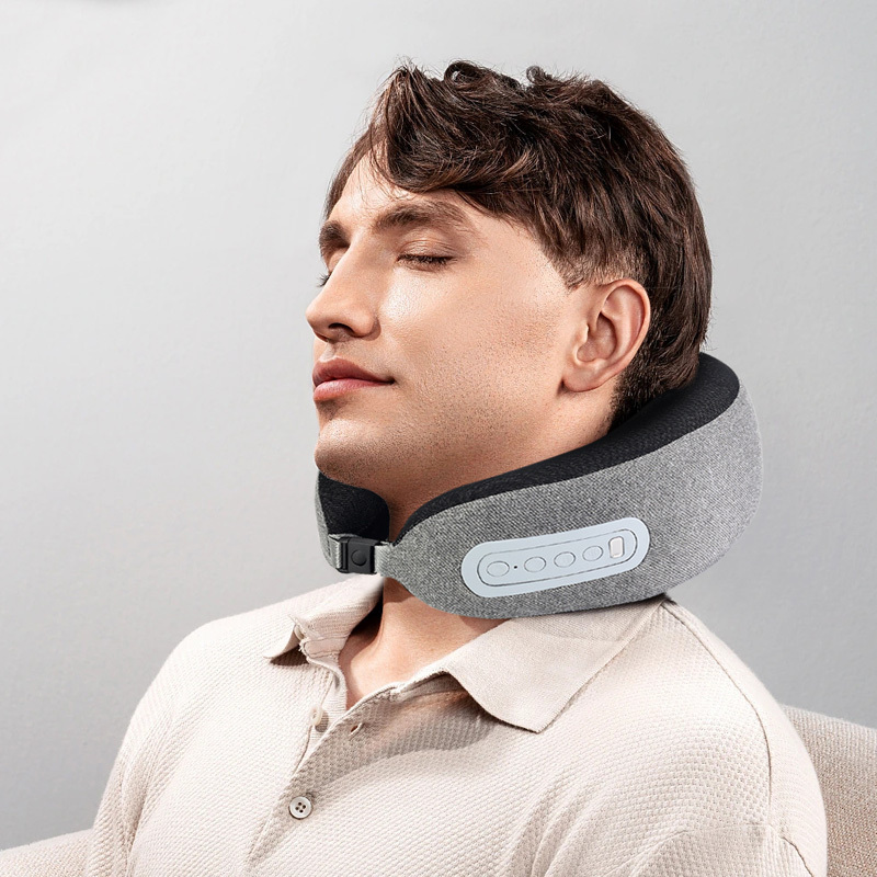 2023 NEW U Shape Massage Pillow with Heating 3000mAh Rechargeable Airplane Car Travel Memory Foam Neck Massager for Pain Relief