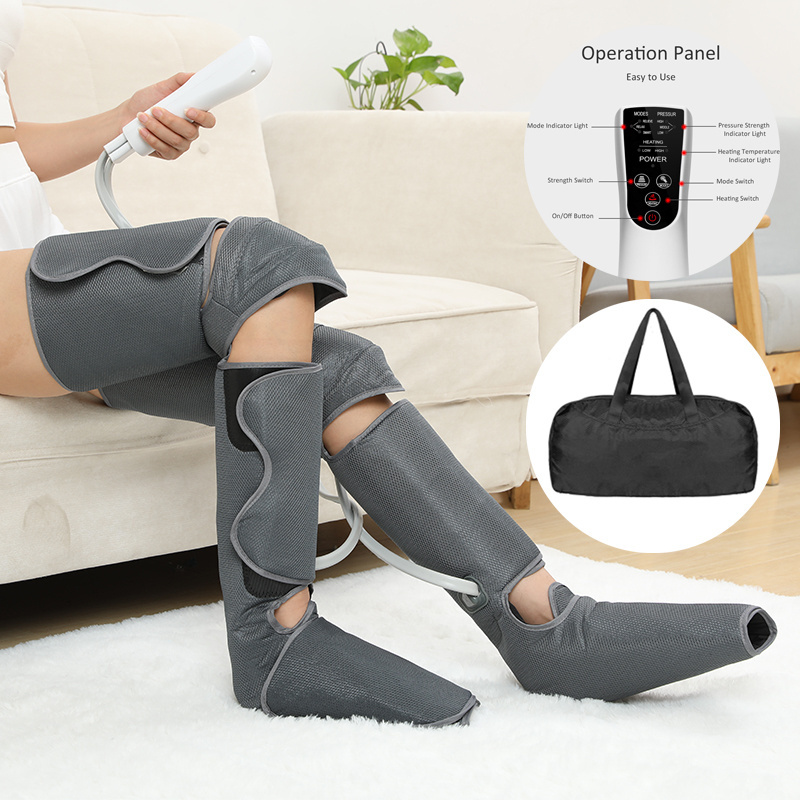 Calf Foot Knee Leg Massager Boots with Heat Air Compression for Circulation Relaxation 360 Full Wrap with Controller Easy Work