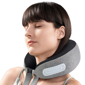 2023 NEW U Shape Massage Pillow with Heating 3000mAh Rechargeable Airplane Car Travel Memory Foam Neck Massager for Pain Relief