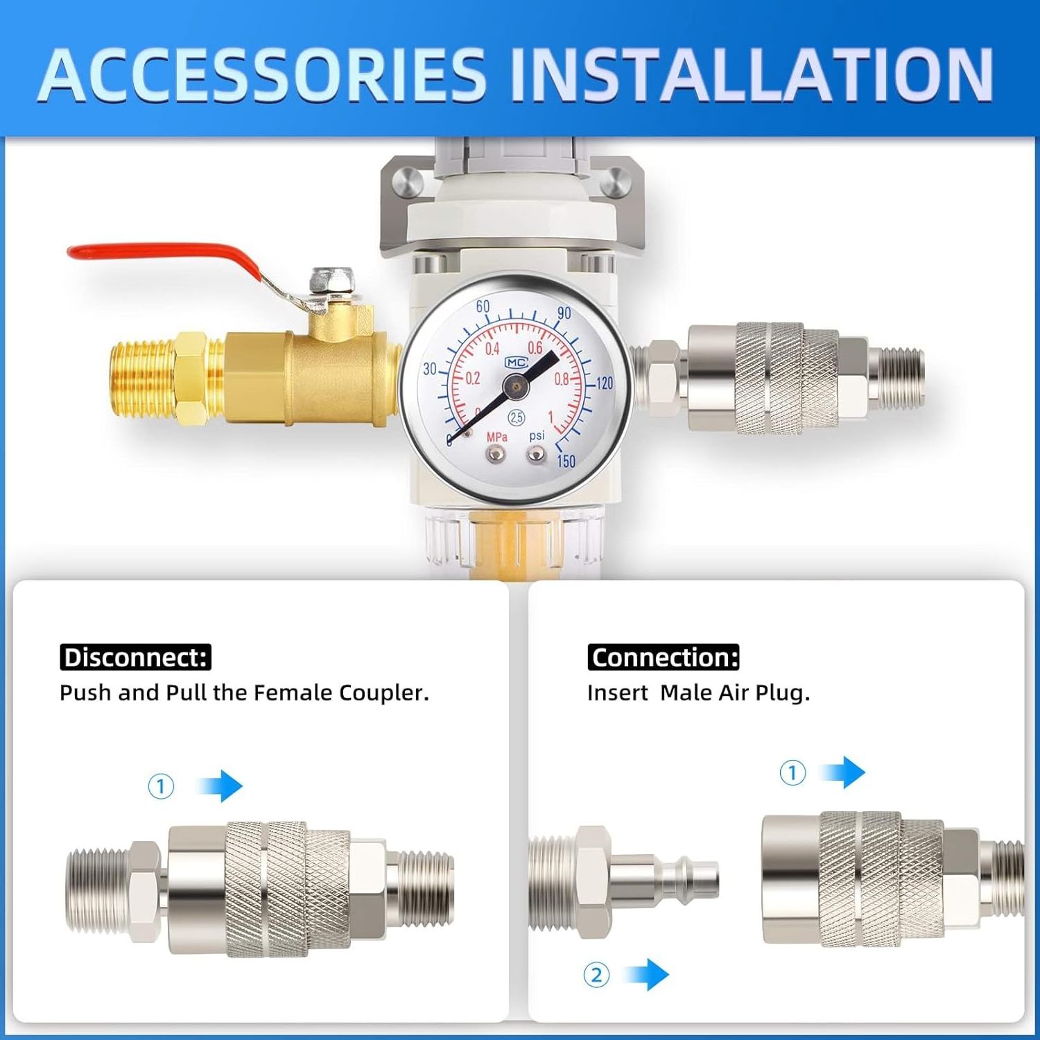 Air Compressor Moisture Filter, AW2000 Air Line Filter, 1/4