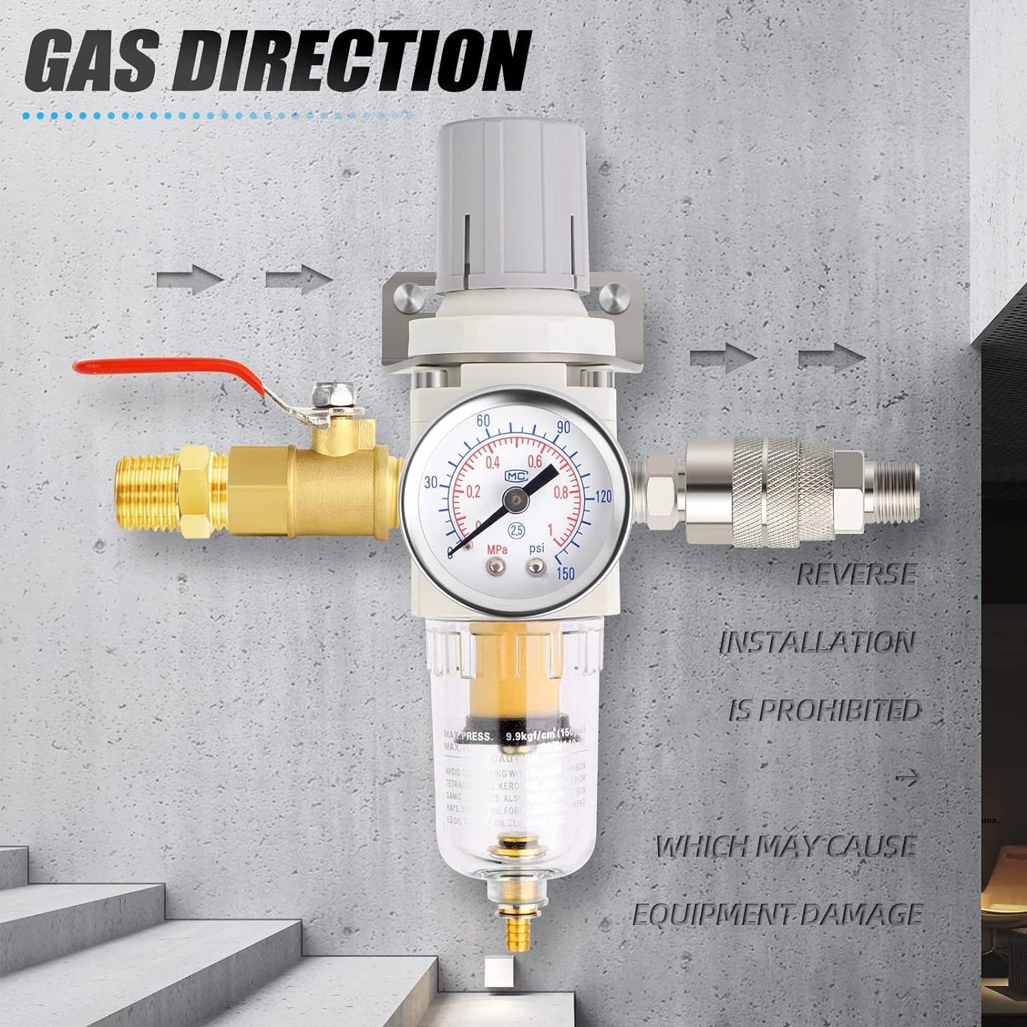 Air Compressor Moisture Filter, AW2000 Air Line Filter, 1/4