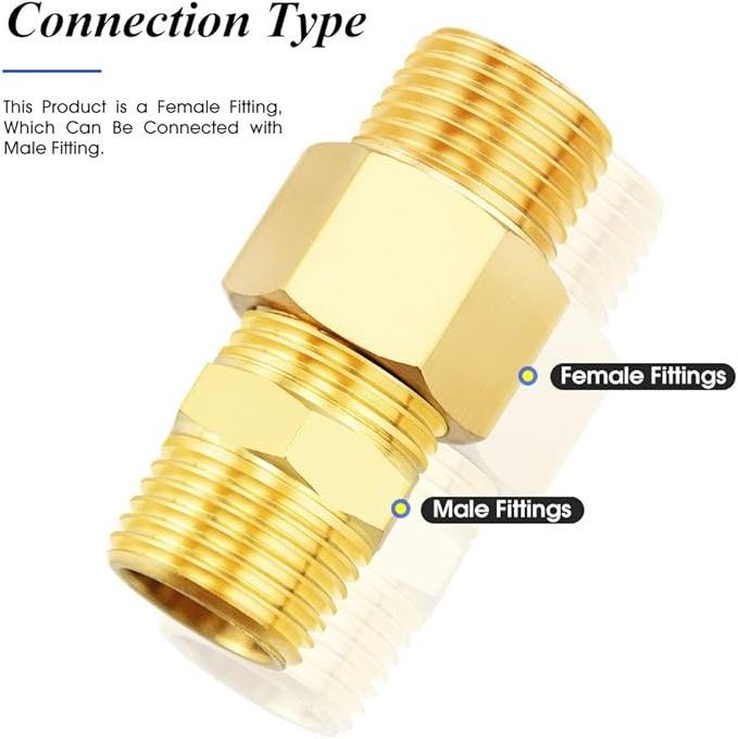 Brass Pipe Fitting Hex Nipple Hose Connector 150psi Heavy Duty Adapte Double Male Thread Coupling Hexagonal Pipe Coupler