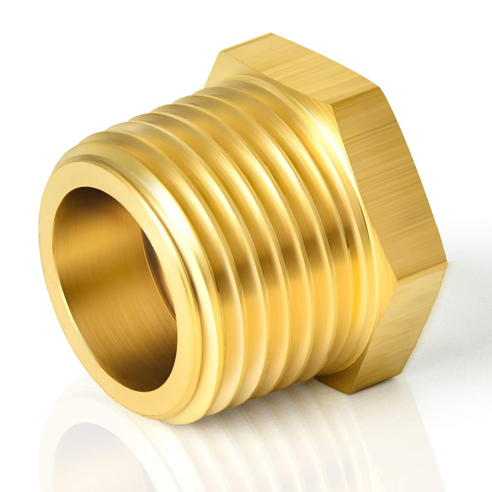 Brass reducer hexagonal sleeve threaded pipe joint female joint